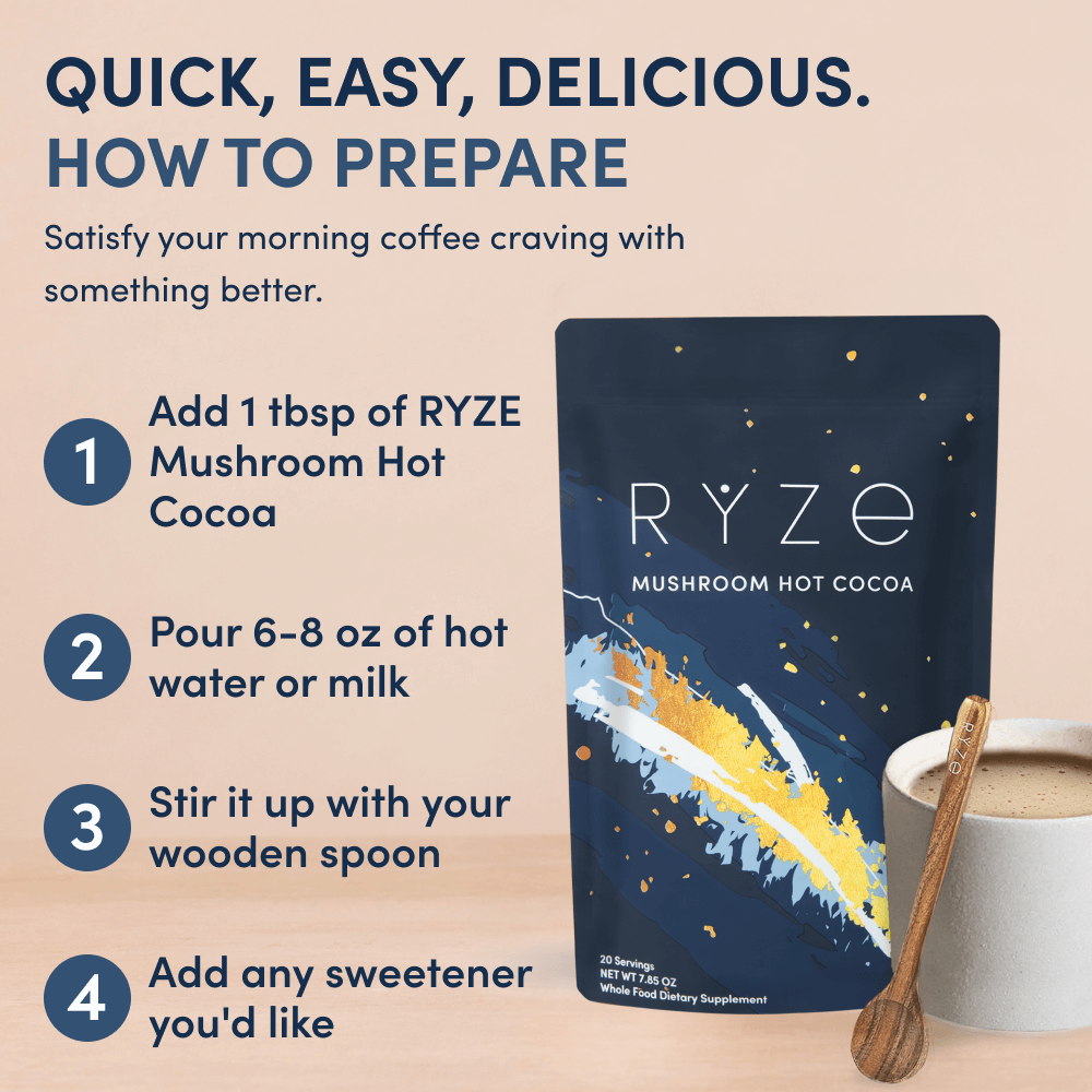 RYZE Functional Mushroom Hot Cocoa (20 Servings)