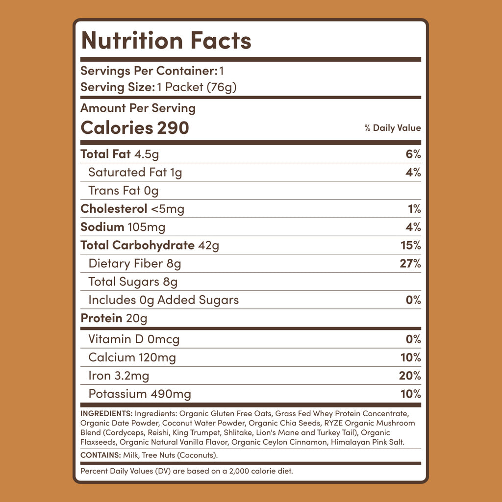 RYZE Mushroom Overnight Oats (14 Servings)