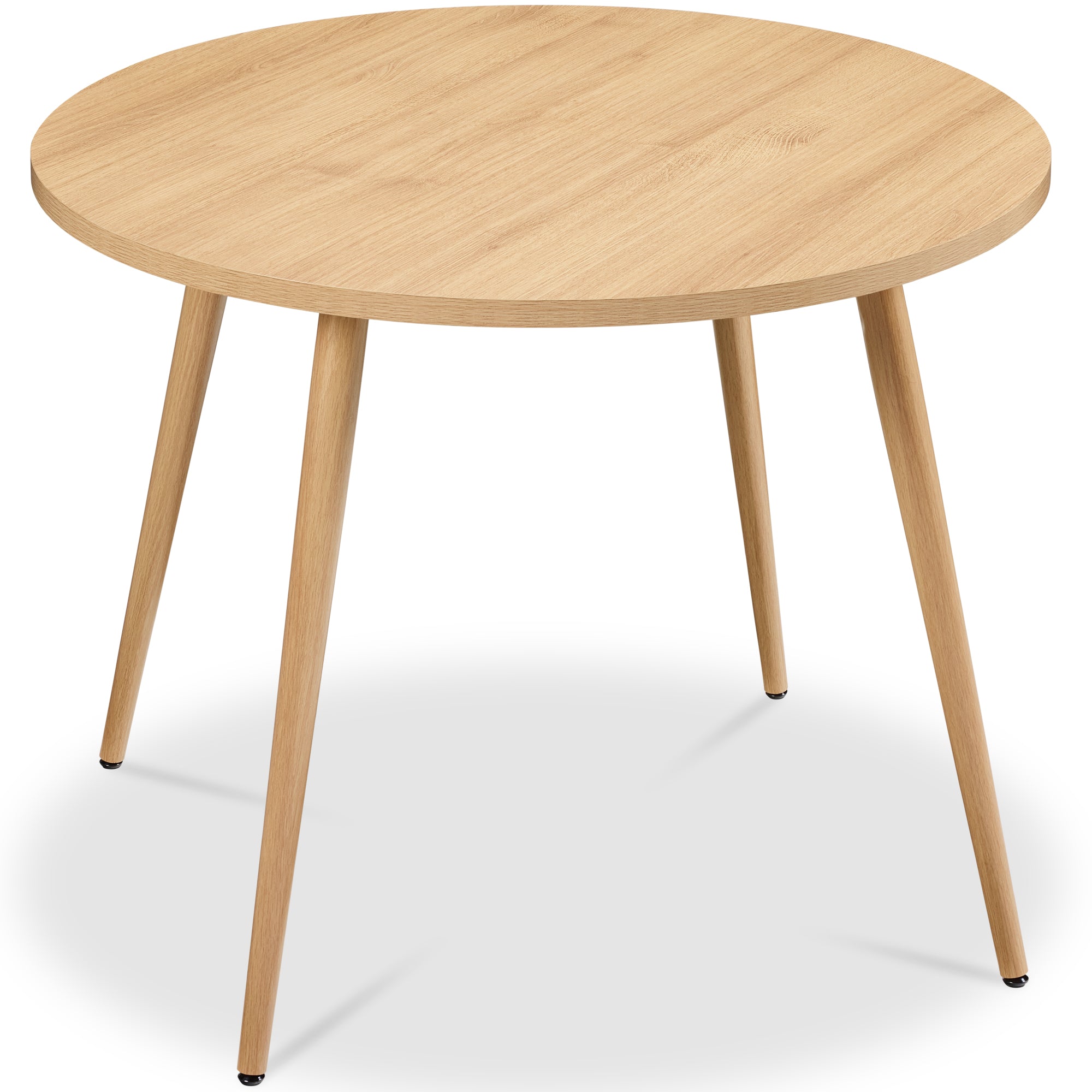 Round Mid-Century Modern 35.5in Dining Table Dinette for Home or Kitchen w/Wood Finish Steel Legs