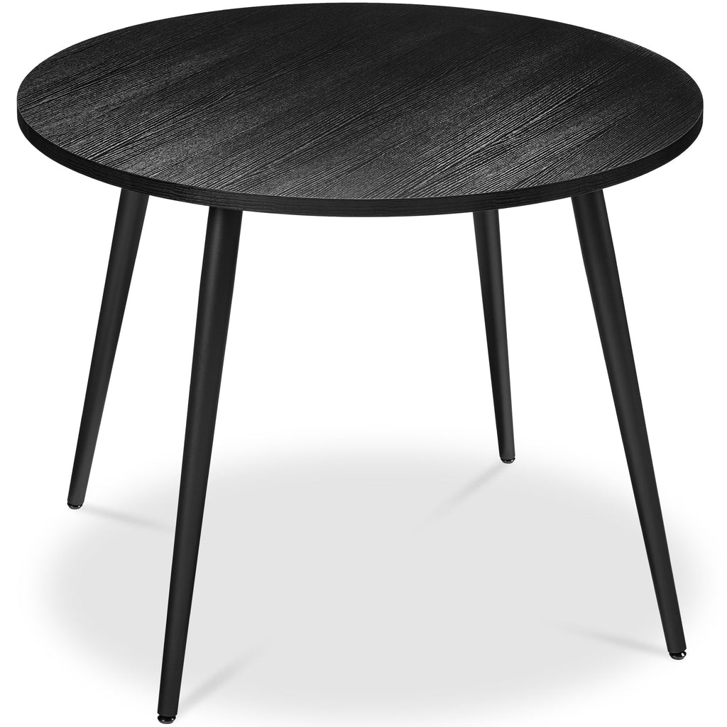 Round Mid-Century Modern 35.5in Dining Table Dinette for Home or Kitchen w/Wood Finish Steel Legs