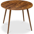 Round Mid-Century Modern 35.5in Dining Table Dinette for Home or Kitchen w/Wood Finish Steel Legs