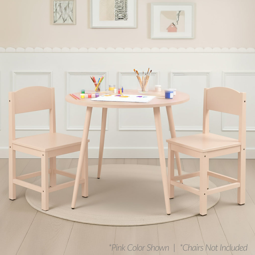 Round Mid-Century Modern 35.5in Dining Table Dinette for Home or Kitchen w/Wood Finish Steel Legs