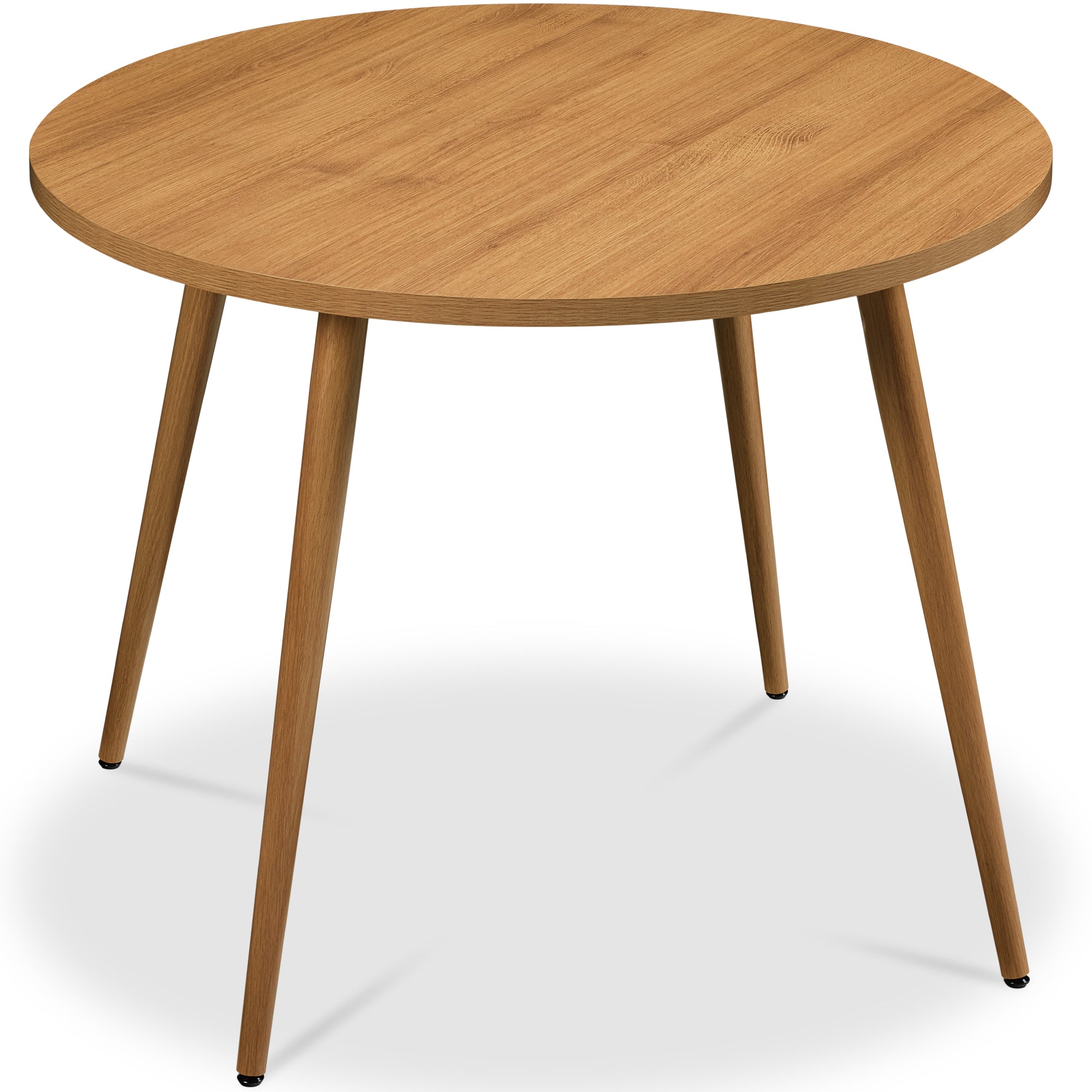 Round Mid-Century Modern 35.5in Dining Table Dinette for Home or Kitchen w/Wood Finish Steel Legs