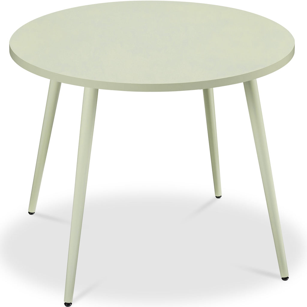 Round Mid-Century Modern 35.5in Dining Table Dinette for Home or Kitchen w/Wood Finish Steel Legs