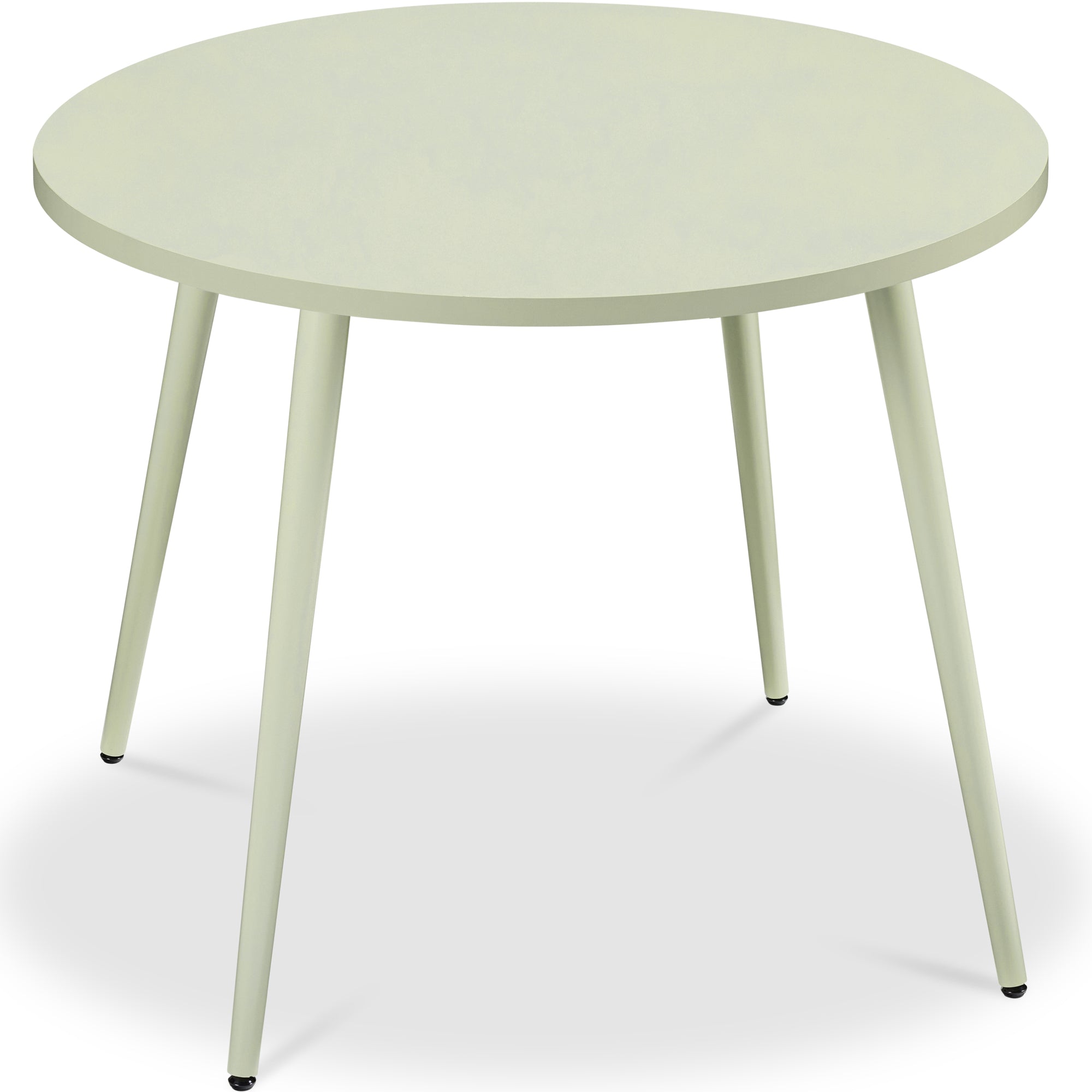 Round Mid-Century Modern 35.5in Dining Table Dinette for Home or Kitchen w/Wood Finish Steel Legs