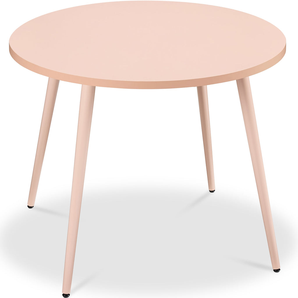 Round Mid-Century Modern 35.5in Dining Table Dinette for Home or Kitchen w/Wood Finish Steel Legs