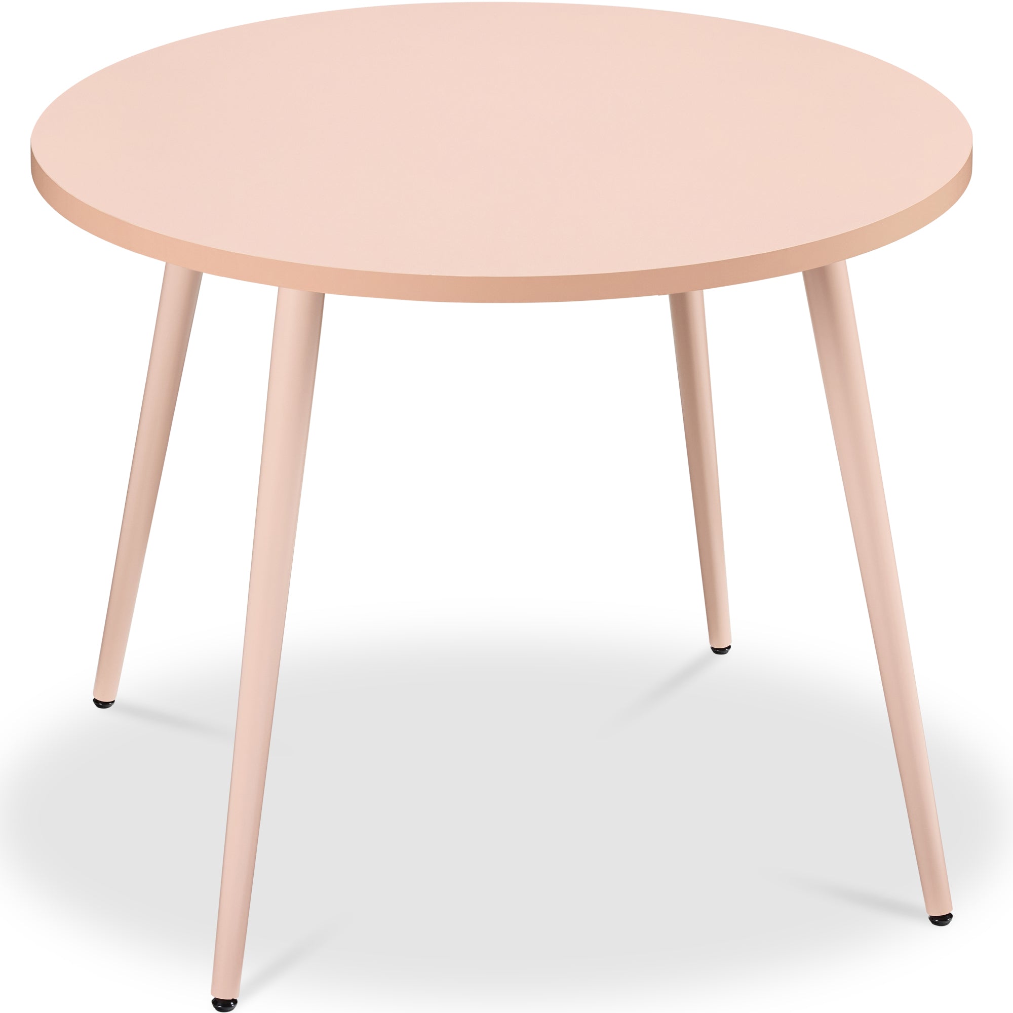 Round Mid-Century Modern 35.5in Dining Table Dinette for Home or Kitchen w/Wood Finish Steel Legs