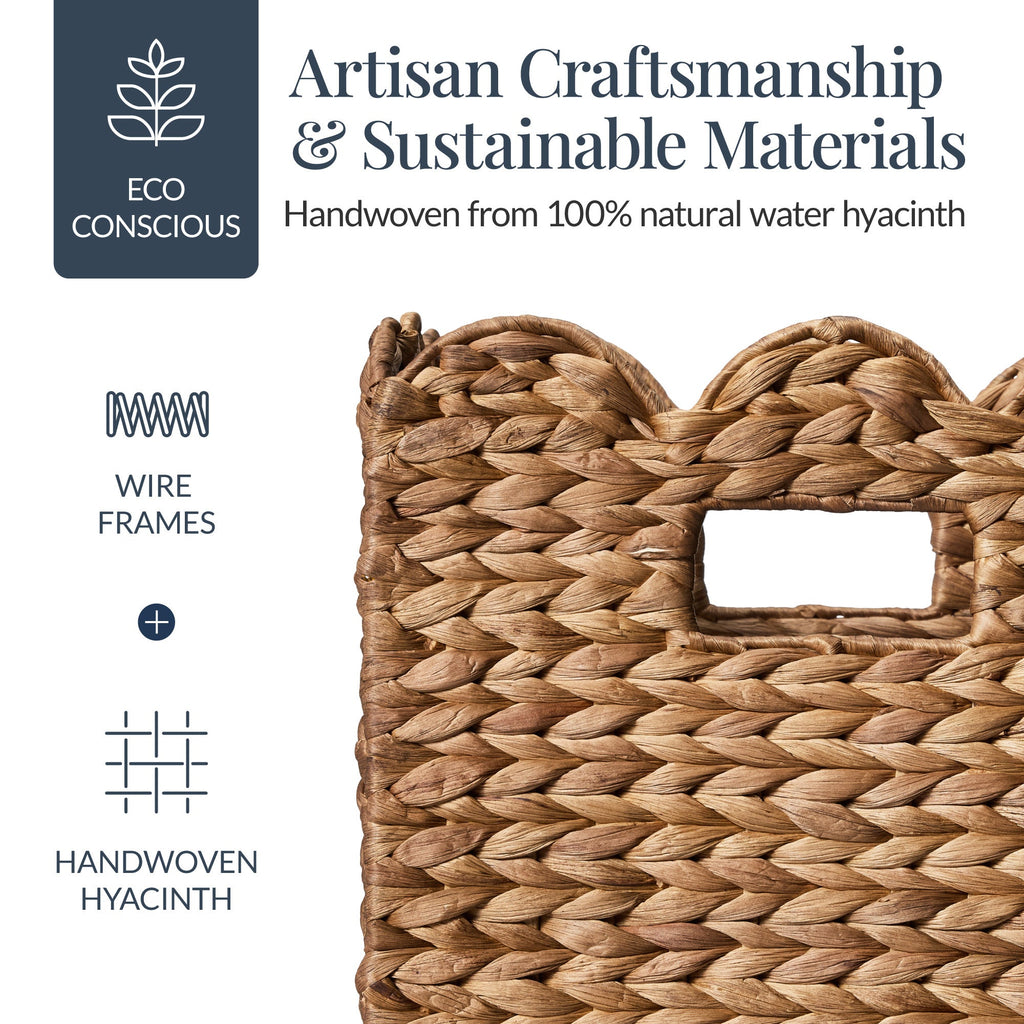 Scalloped 10.5 x 10.5in Hyacinth Storage Basket Set of 5