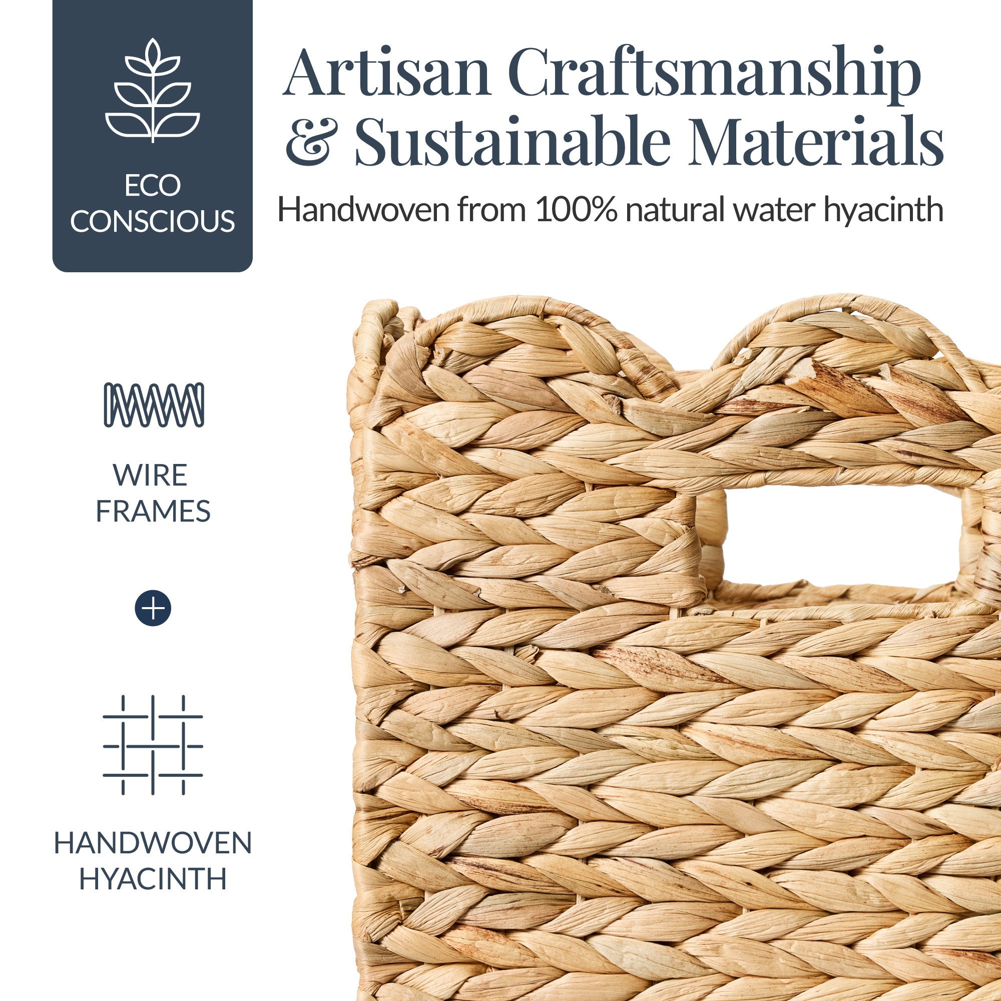 Scalloped 12x 12 Hyacinth Storage Basket Set of 5