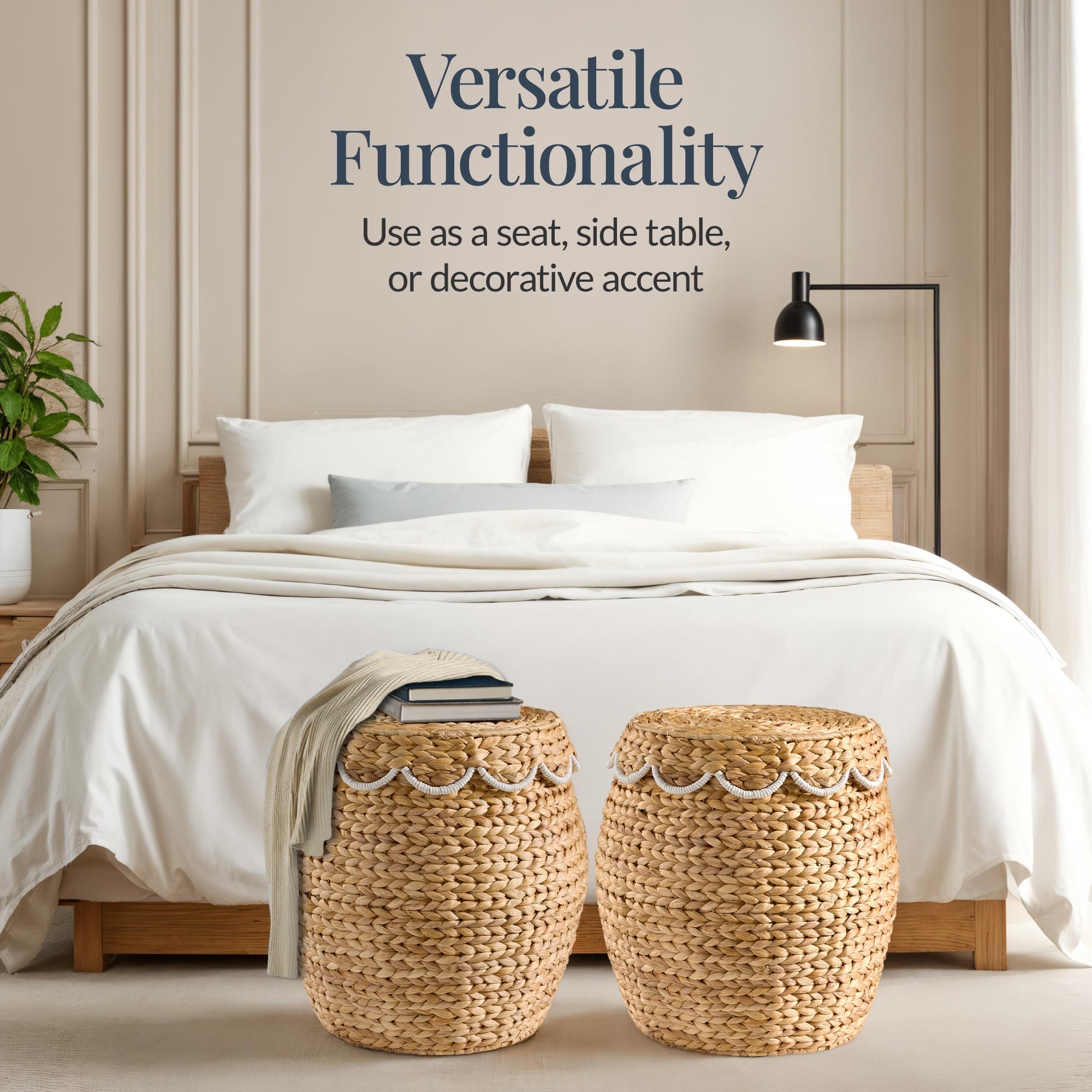 Scalloped Hyacinth Storage Tote Basket