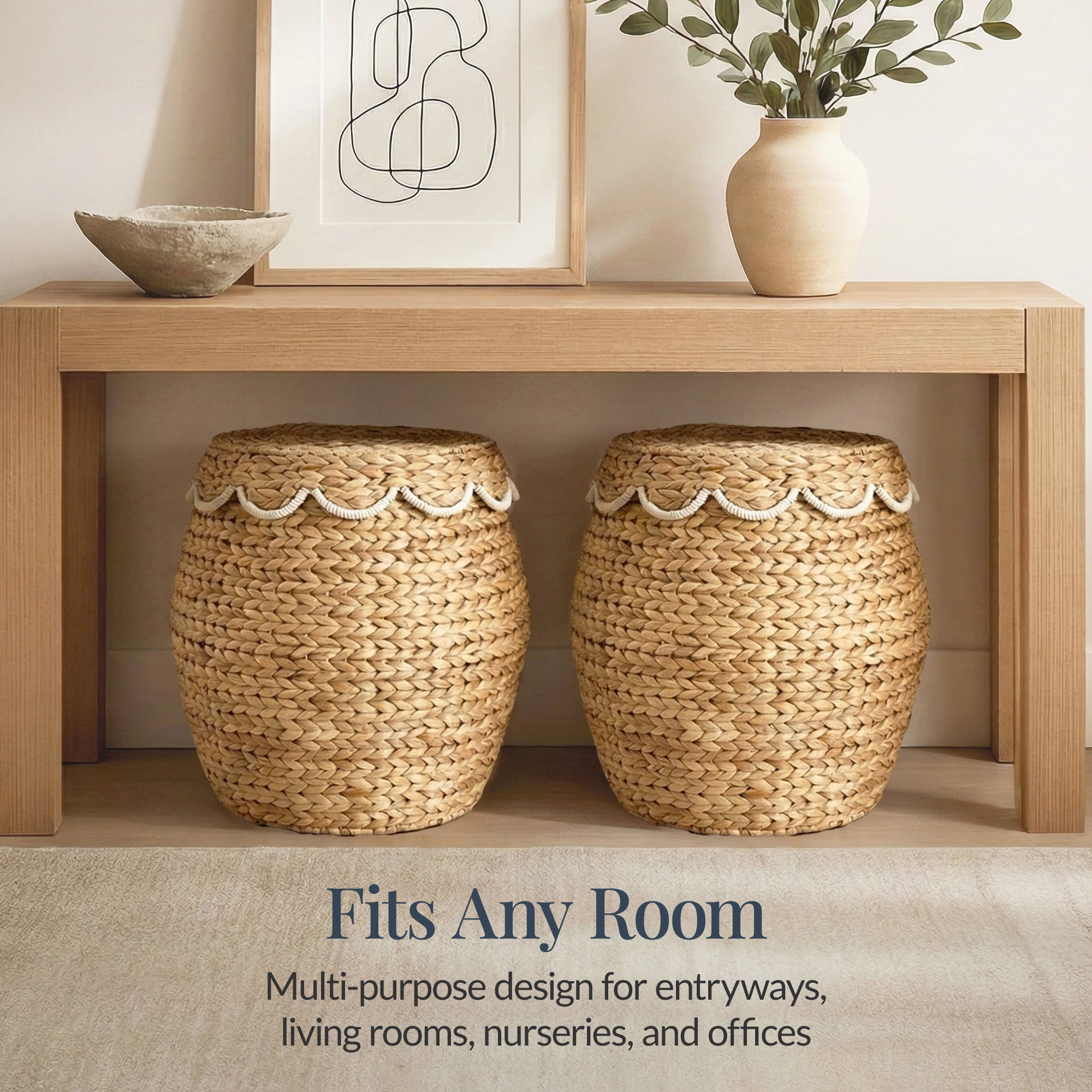 Scalloped Hyacinth Storage Tote Basket