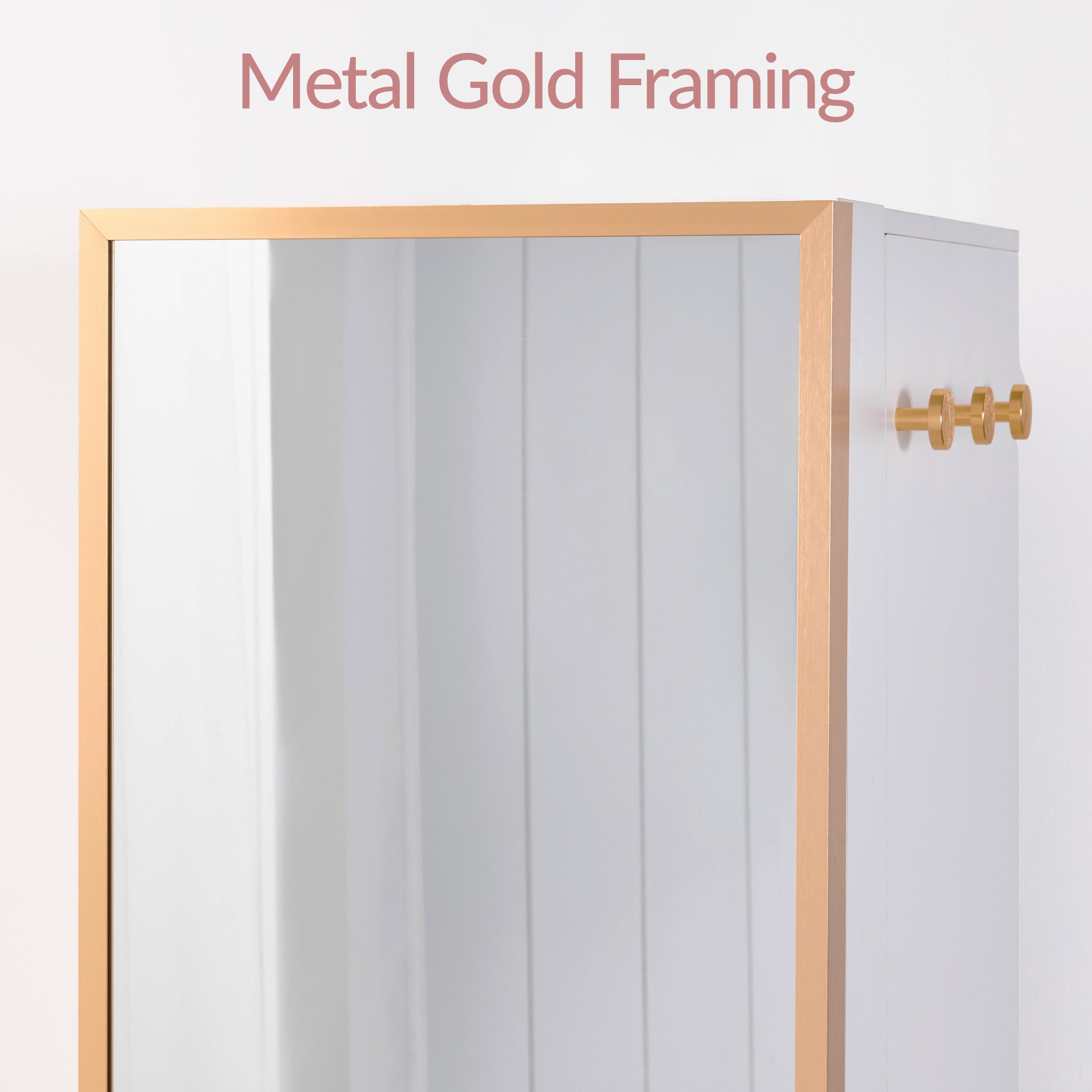 Rotating Mirror w/ Storage Cabinet Swivel Jewelry Armoire Shelves Hooks