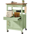 Rolling Kitchen Island Cart Cabinet W/ Drawer Sliding Tray Outlet Wheels