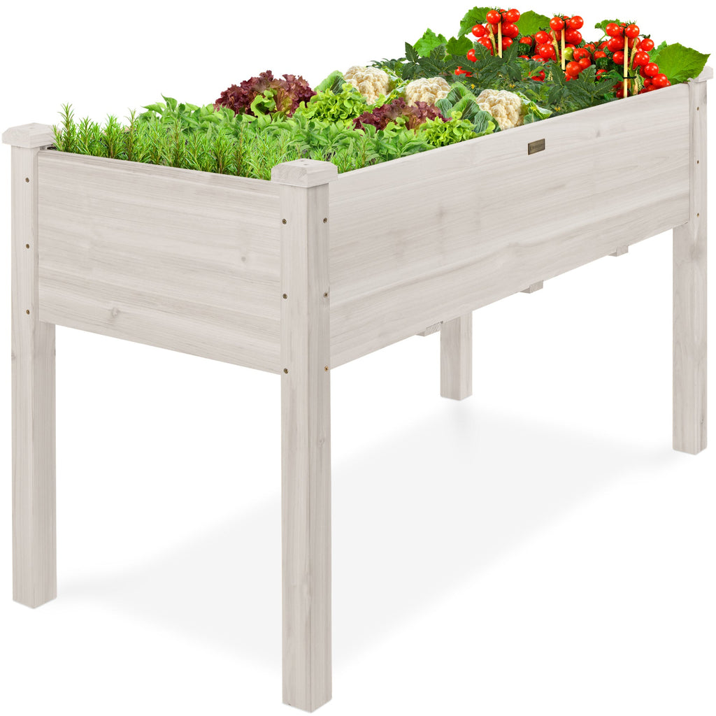 Raised Garden Bed Elevated Wooden Planter Box w/ Foot Caps - 48x24x30in