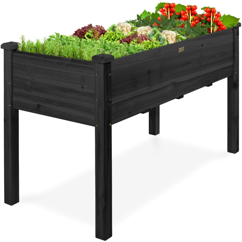 Raised Garden Bed Elevated Wooden Planter Box w/ Foot Caps - 48x24x30in