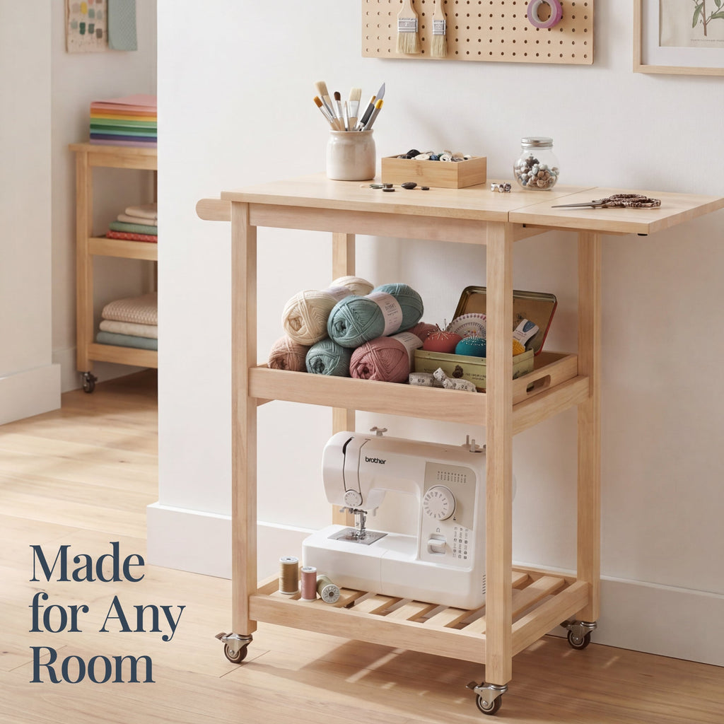 Rolling Kitchen Island Cart w/ Drop Leaf Extension Solid Wood