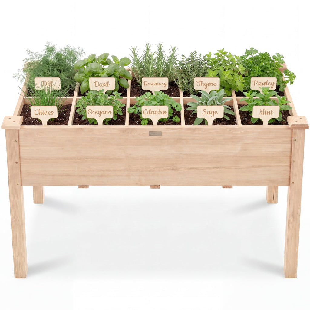 Raised Garden Bed Planter Box with 10 Grid Sections