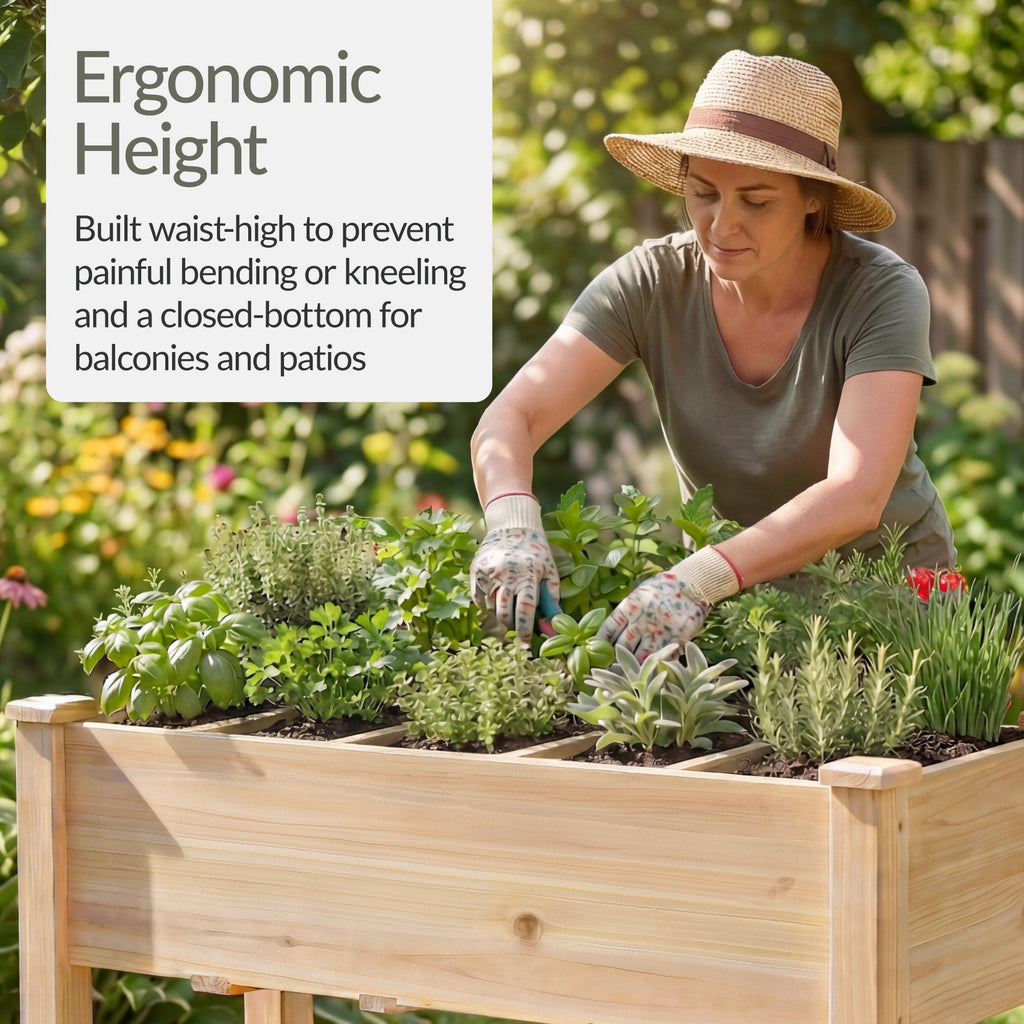 Raised Garden Bed Planter Box with 10 Grid Sections