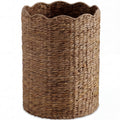 Scalloped Large Round Laundry Hamper Handwoven Laundry Basket
