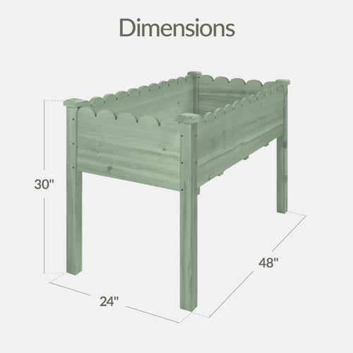 Raised Garden Bed Scalloped Elevated Wooden Planter Box - 48x24x30in