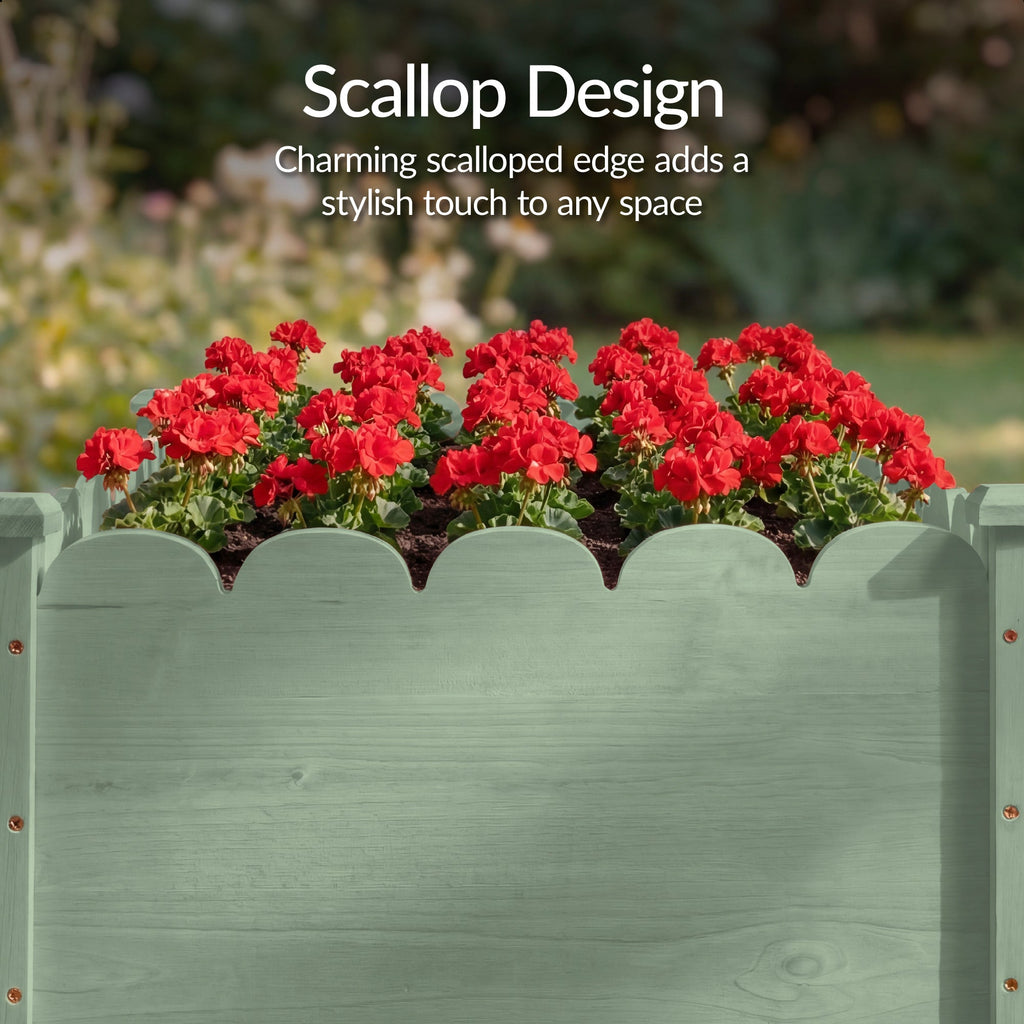Raised Garden Bed Scalloped Elevated Wooden Planter Box - 48x24x30in