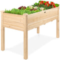 Raised Garden Bed Elevated Wooden Planter Box w/ Foot Caps - 48x24x30in