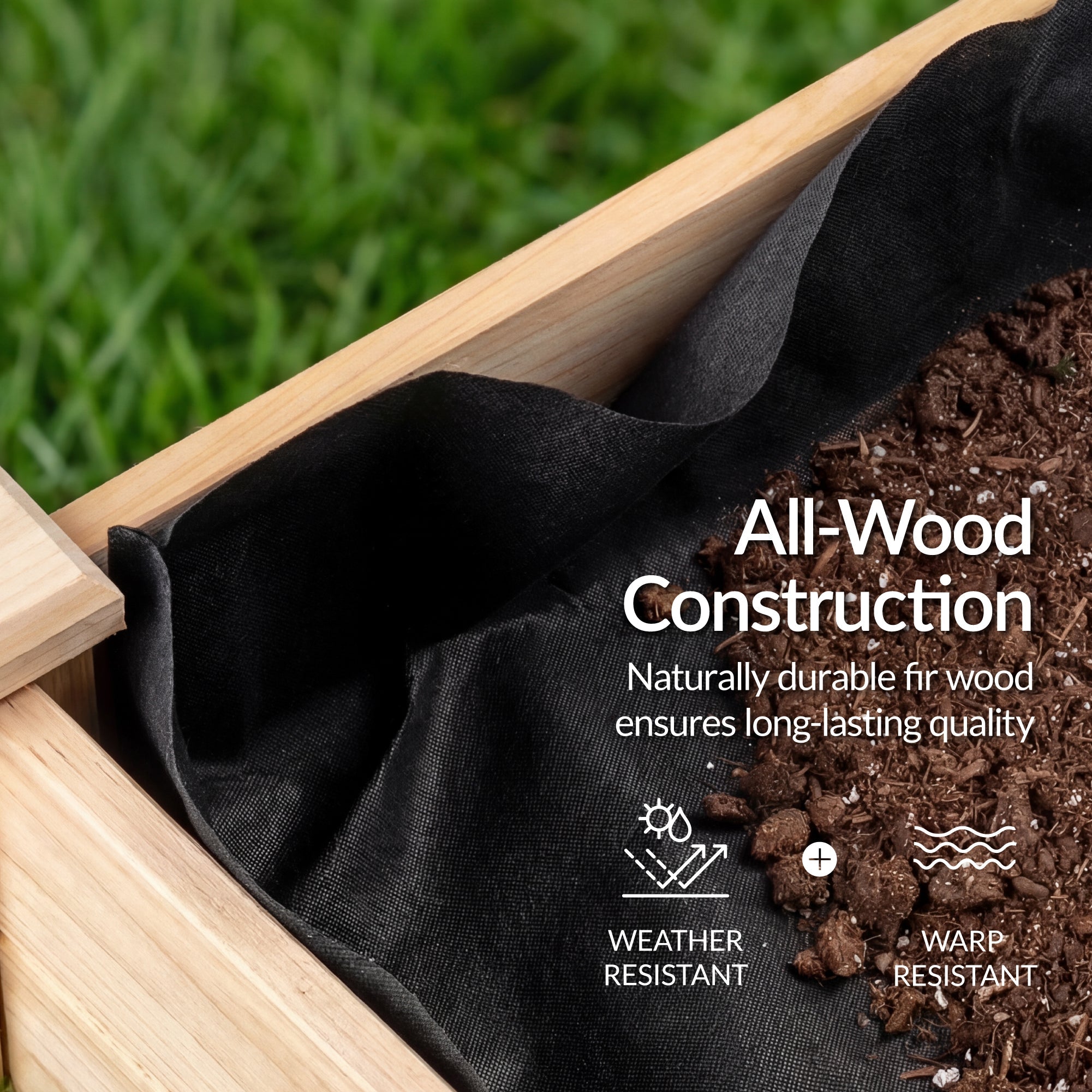 Raised Garden Bed Elevated Wooden Planter Box w/ Foot Caps - 48x24x30in