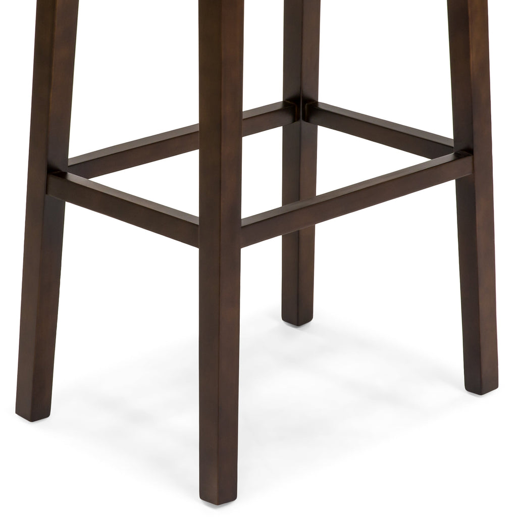 Set of 2 31in Backless Bar Stool Accent Chairs w/ Faux Leather Brass Studs