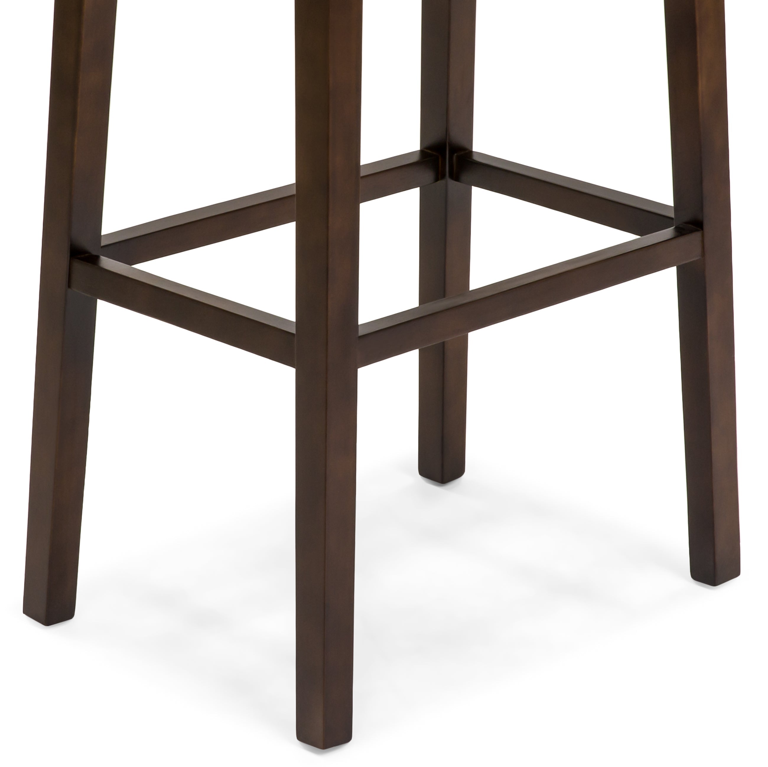 Set of 2 31in Backless Bar Stool Accent Chairs w/ Faux Leather Brass Studs