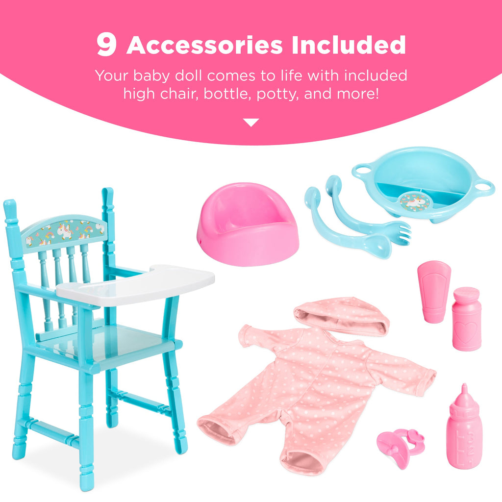 Realistic Baby Doll with Soft Body Highchair Potty Accessories - 12.5in