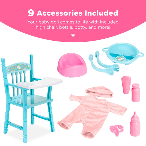 Realistic Baby Doll with Soft Body Highchair Potty Accessories - 12.5in
