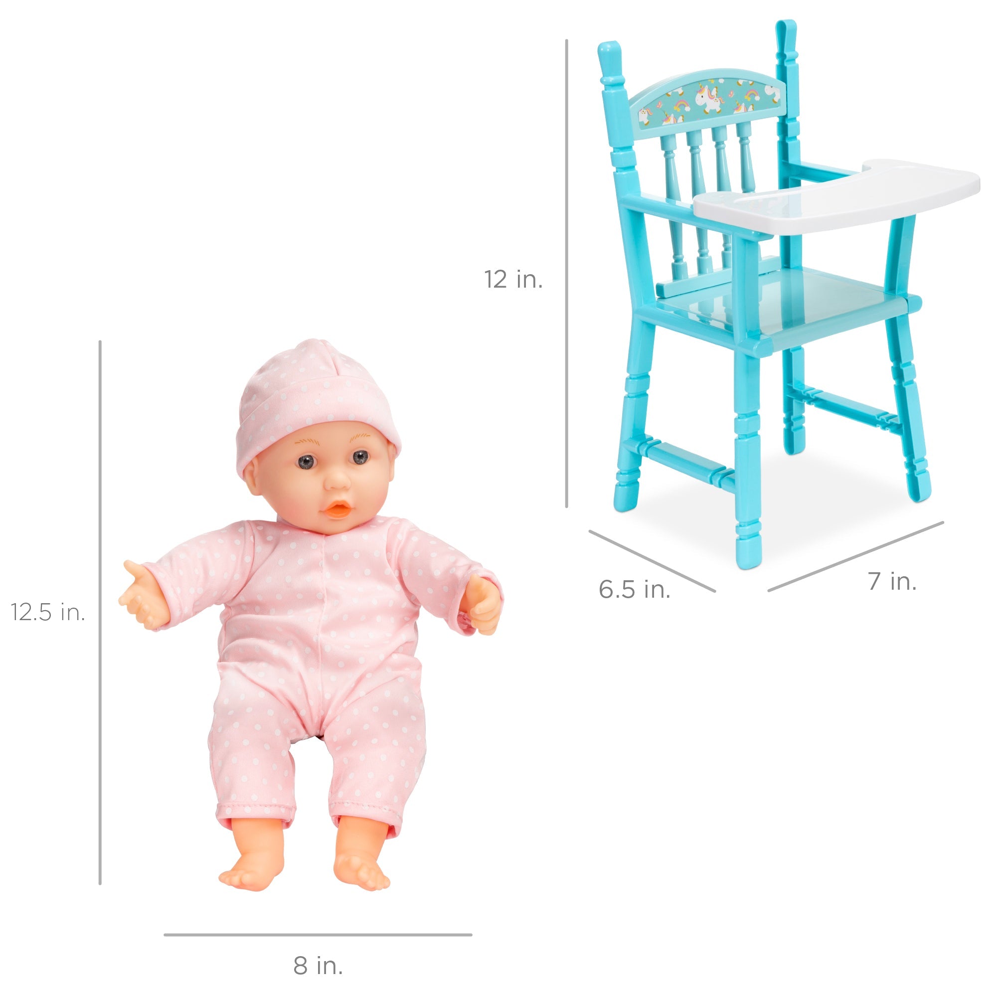 Realistic Baby Doll with Soft Body Highchair Potty Accessories - 12.5in
