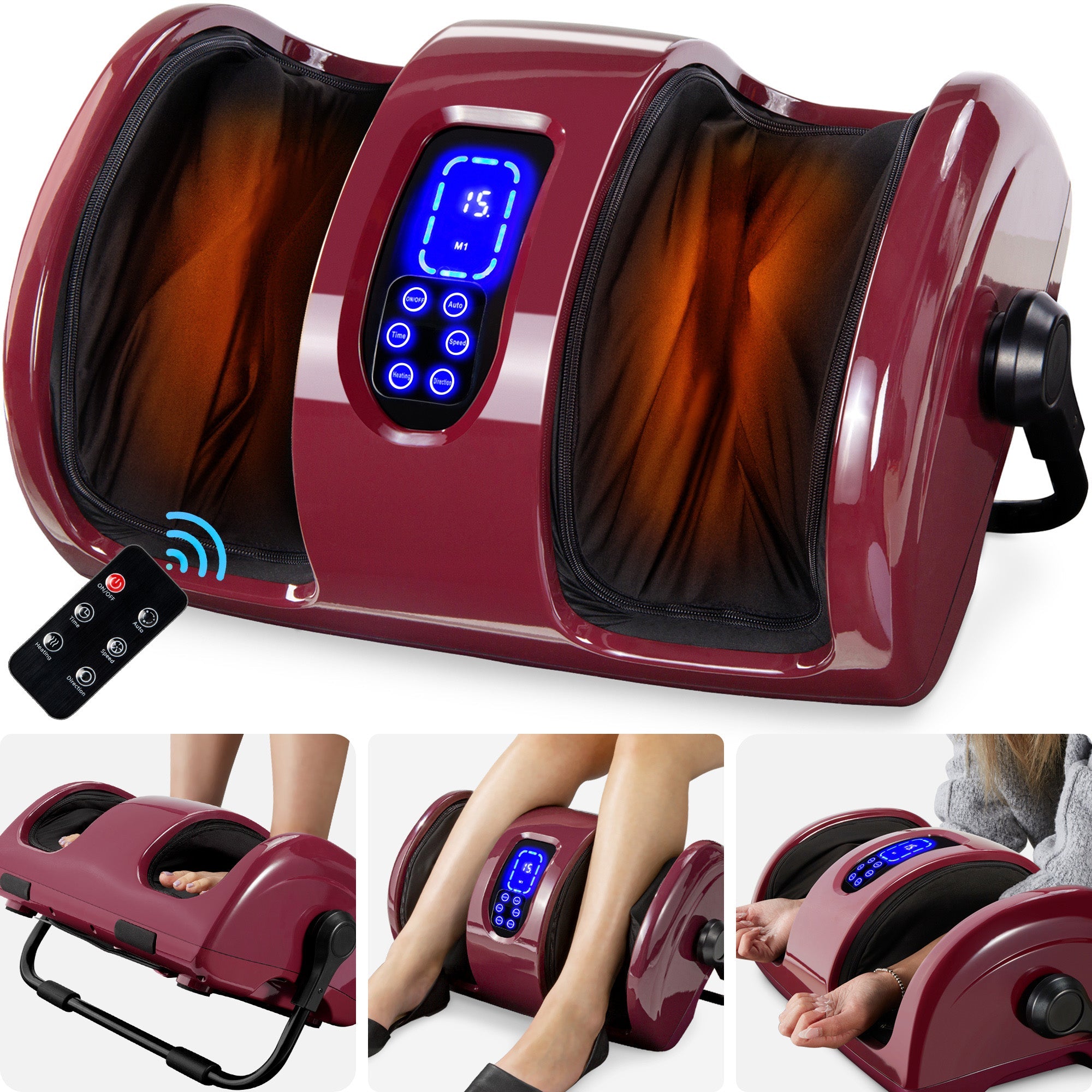 Reflexology Shiatsu Foot Massager w/ High-Intensity Rollers Remote Control