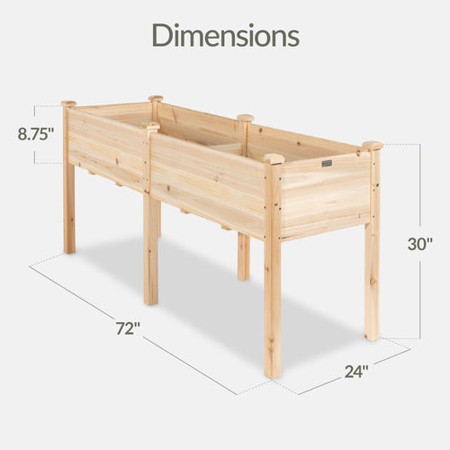 Raised Garden Bed Elevated Wood Garden Planter Stand - 72x24x30in