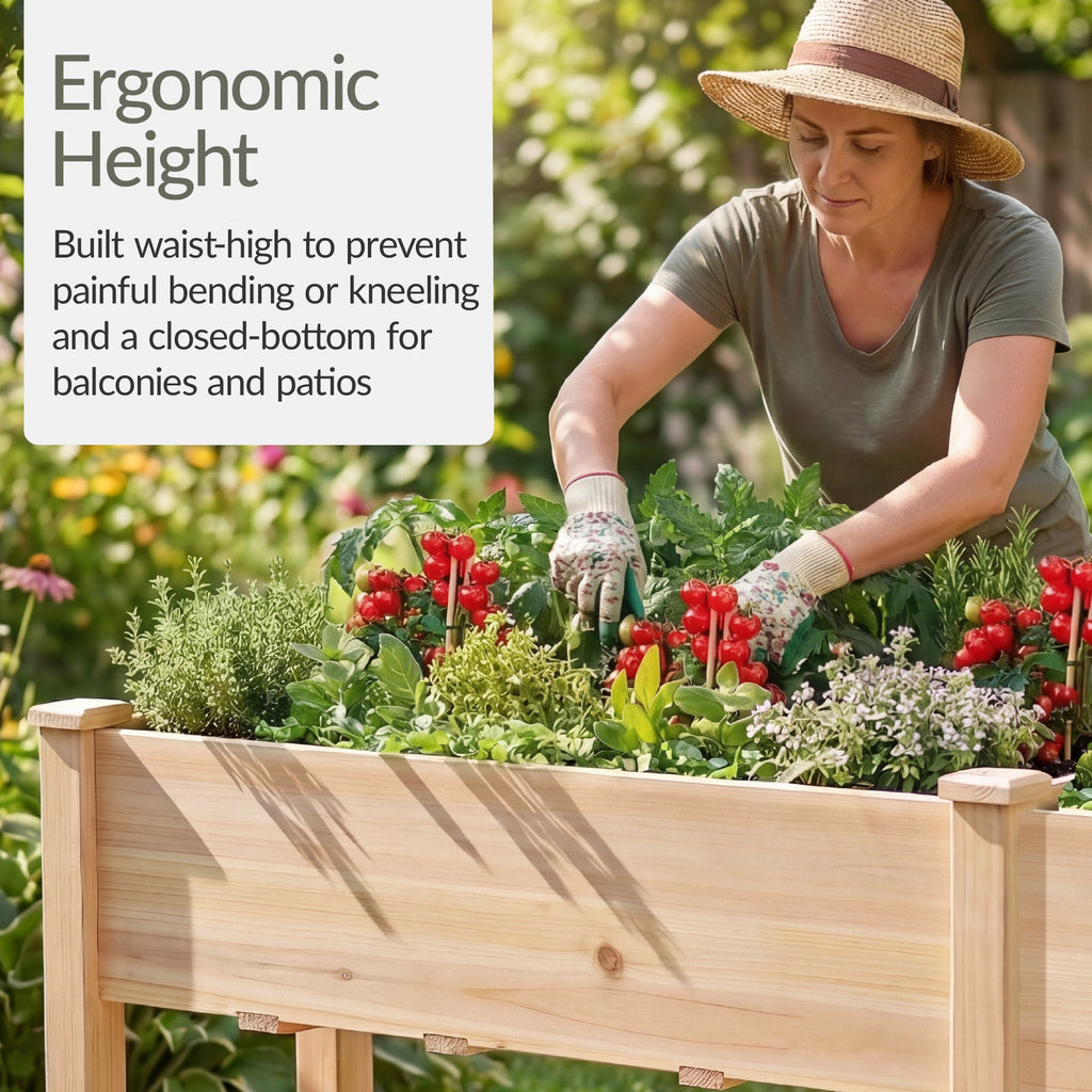 Raised Garden Bed Elevated Wood Garden Planter Stand - 72x24x30in