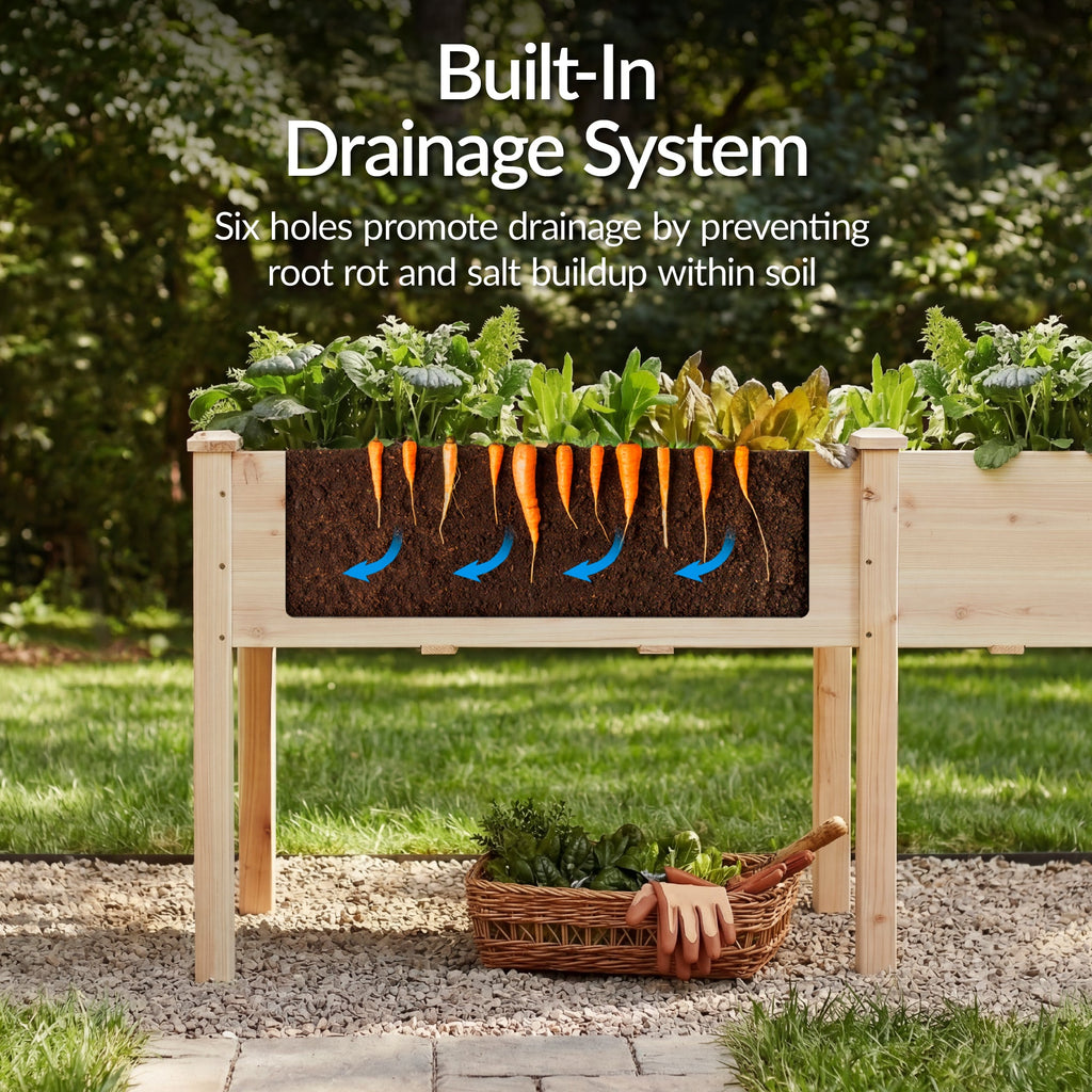 Raised Garden Bed Elevated Wood Garden Planter Stand - 72x24x30in