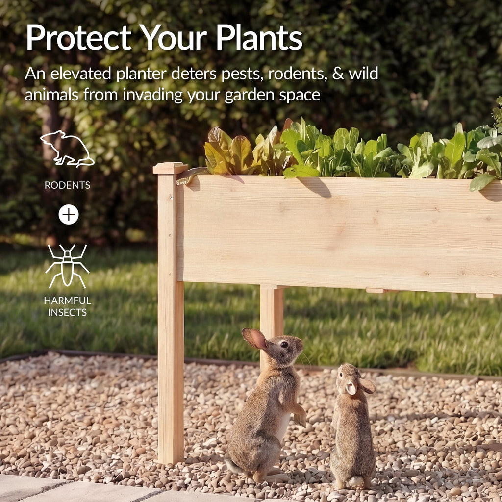 Raised Garden Bed Elevated Wood Garden Planter Stand - 72x24x30in