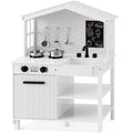 Pretend Play Wooden Farmhouse Kitchen Set w/ Storage 5 Accessories