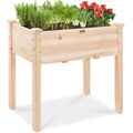Raised Garden Bed Elevated Wood Planter Box Stand w/ Bed Liner - 34x18x30in
