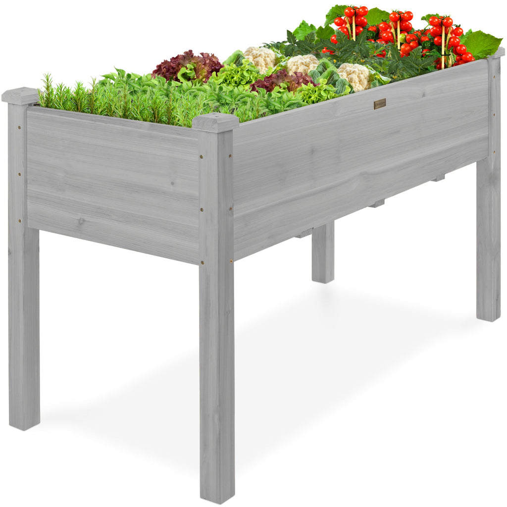 Raised Garden Bed Elevated Wooden Planter Box w/ Foot Caps - 48x24x30in