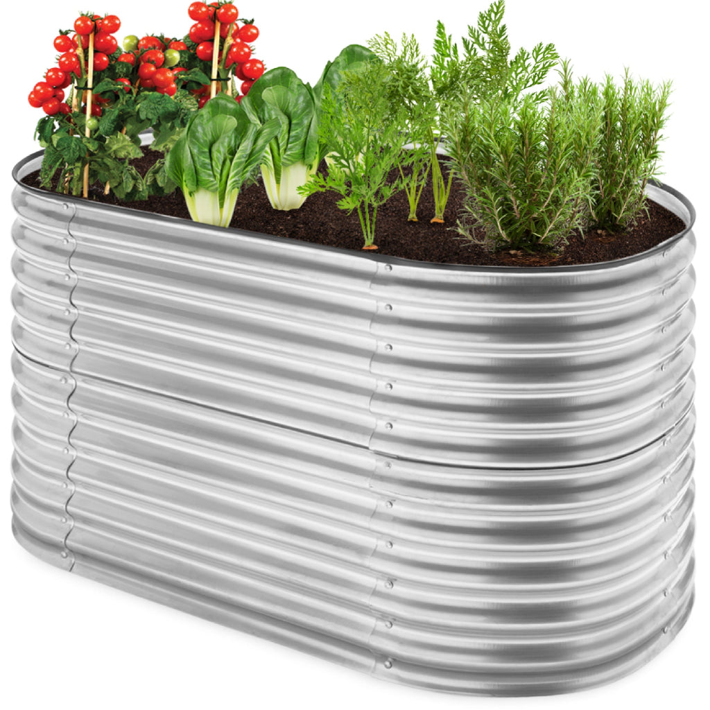 Raised Oval Garden Bed Customizable Elevated Outdoor Metal Planter - 63in