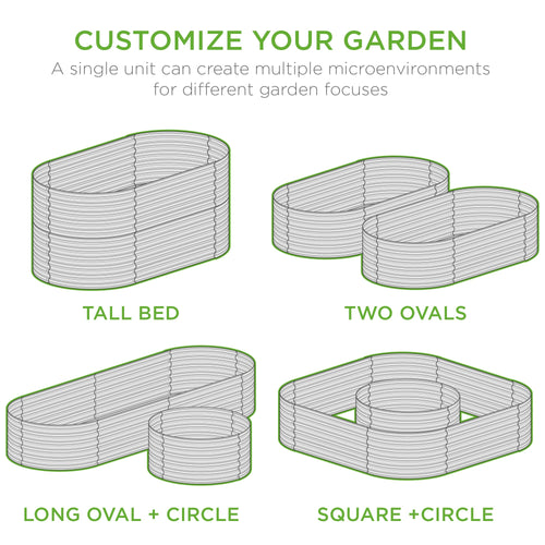 Raised Oval Garden Bed Customizable Elevated Outdoor Metal Planter - 63in