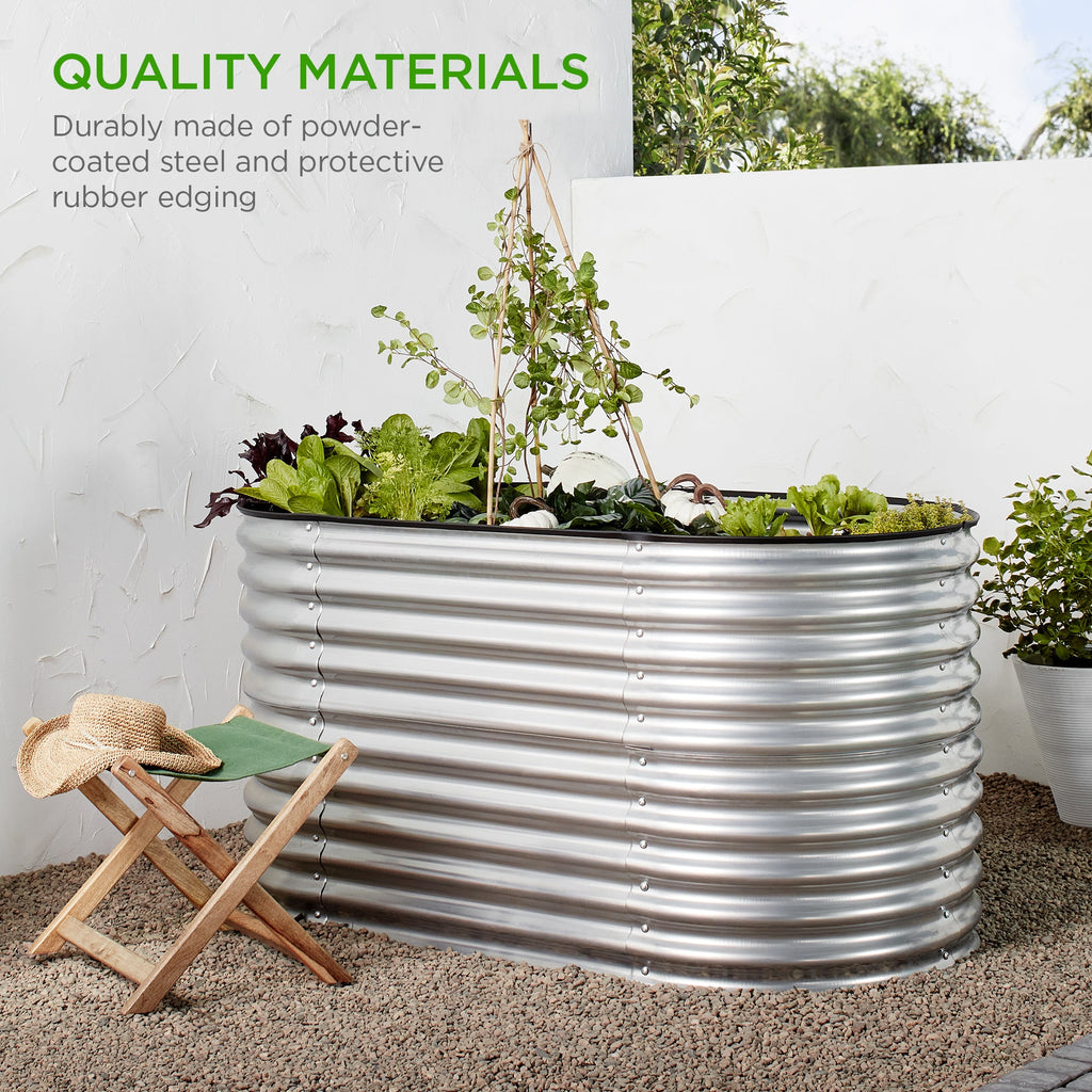 Raised Oval Garden Bed Customizable Elevated Outdoor Metal Planter - 63in