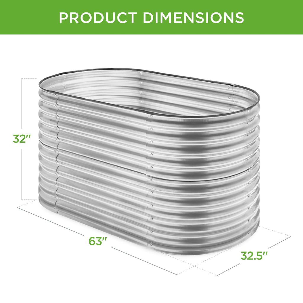 Raised Oval Garden Bed Customizable Elevated Outdoor Metal Planter - 63in