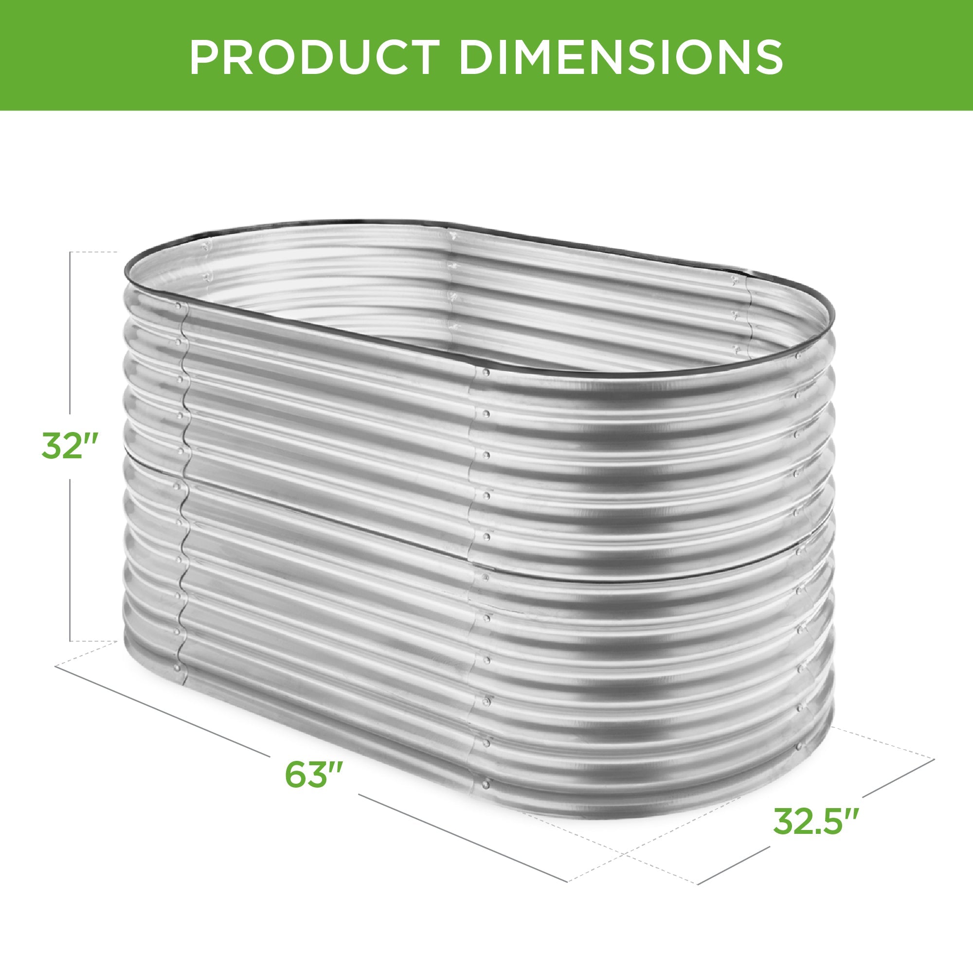 Raised Oval Garden Bed Customizable Elevated Outdoor Metal Planter - 63in