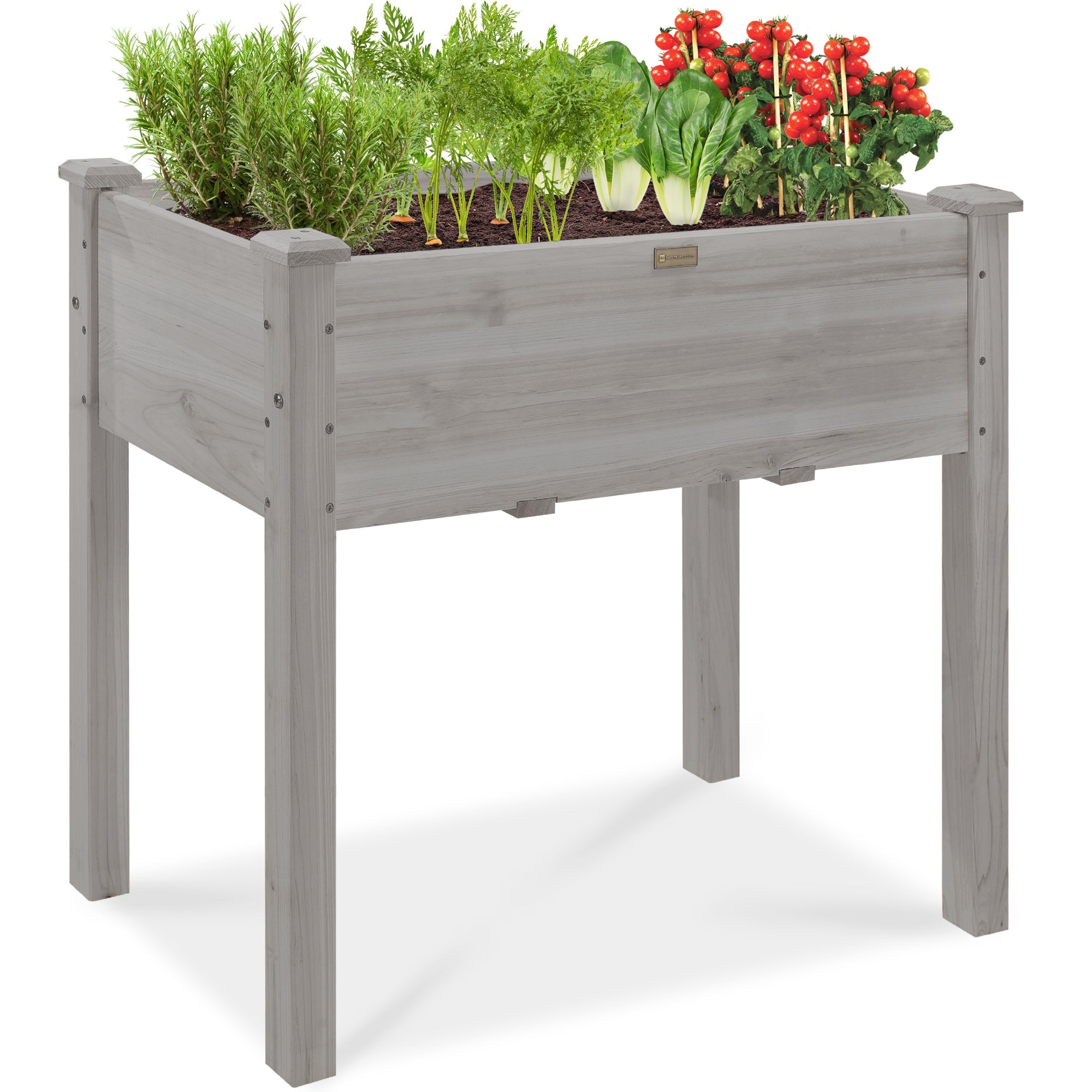 Raised Garden Bed Elevated Wood Planter Box Stand w/ Bed Liner - 34x18x30in