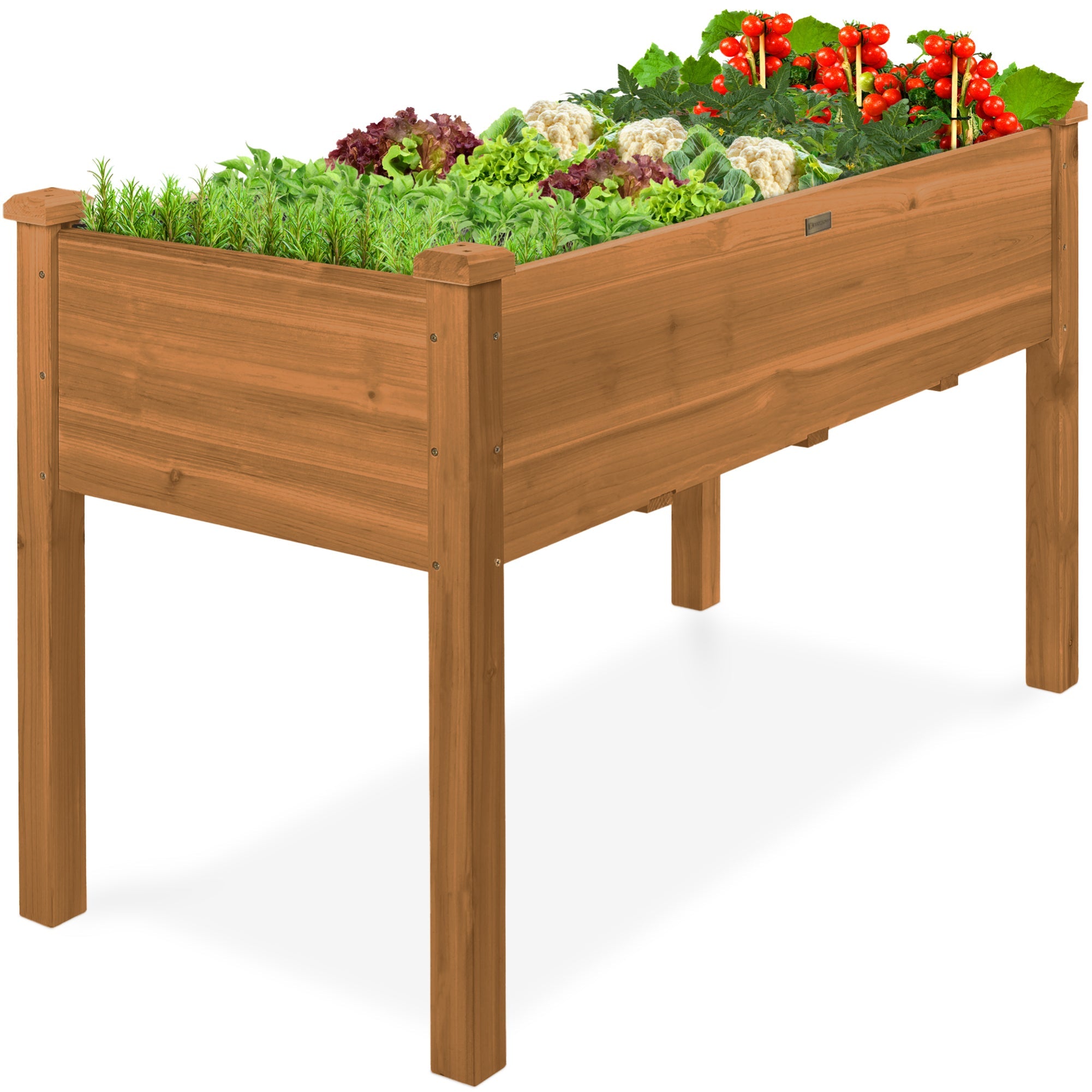 Raised Garden Bed Elevated Wooden Planter Box w/ Foot Caps - 48x24x30in