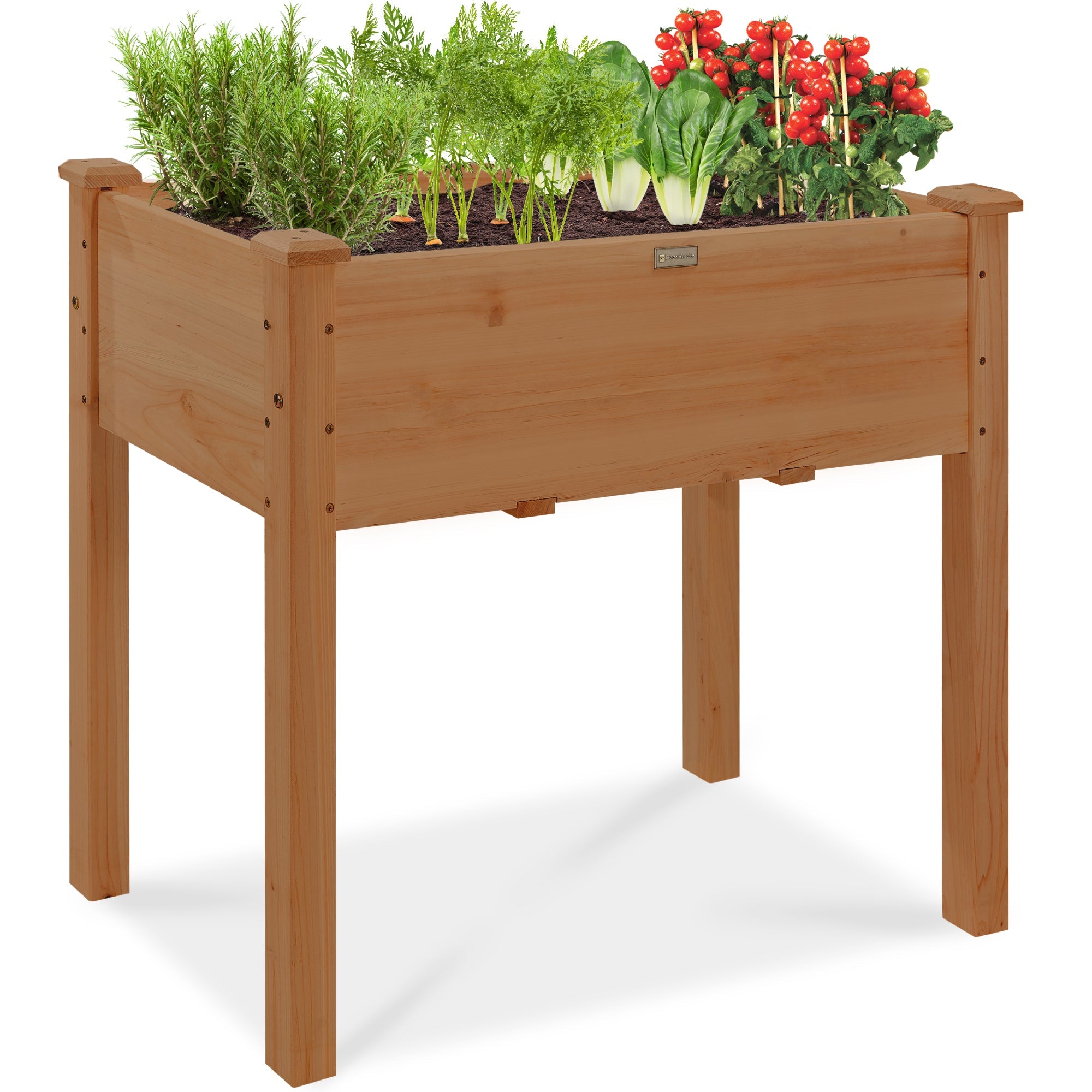 Raised Garden Bed Elevated Wood Planter Box Stand w/ Bed Liner - 34x18x30in