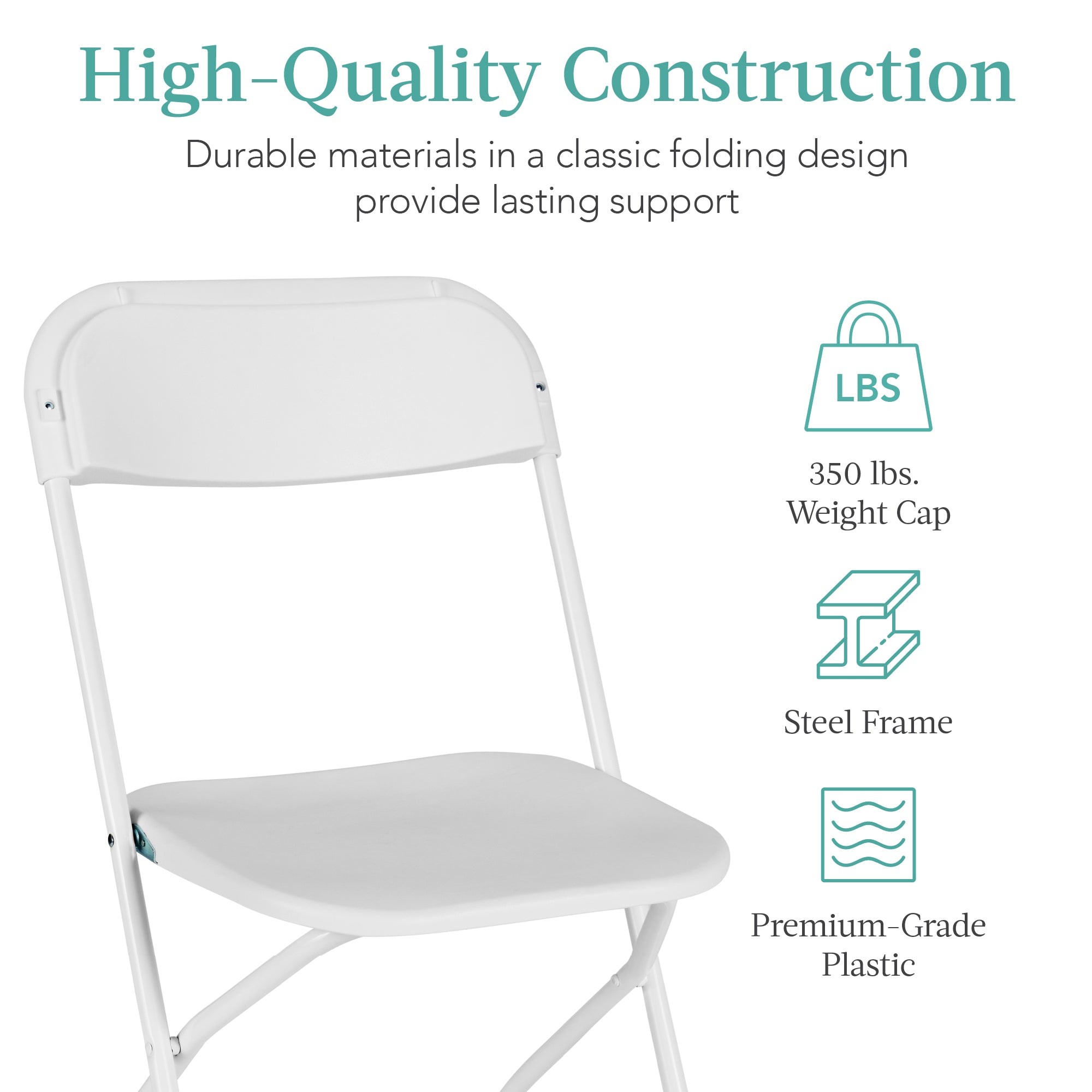 Set of 10 Folding Stacking Plastic Chairs w/ Non-Slip Feet