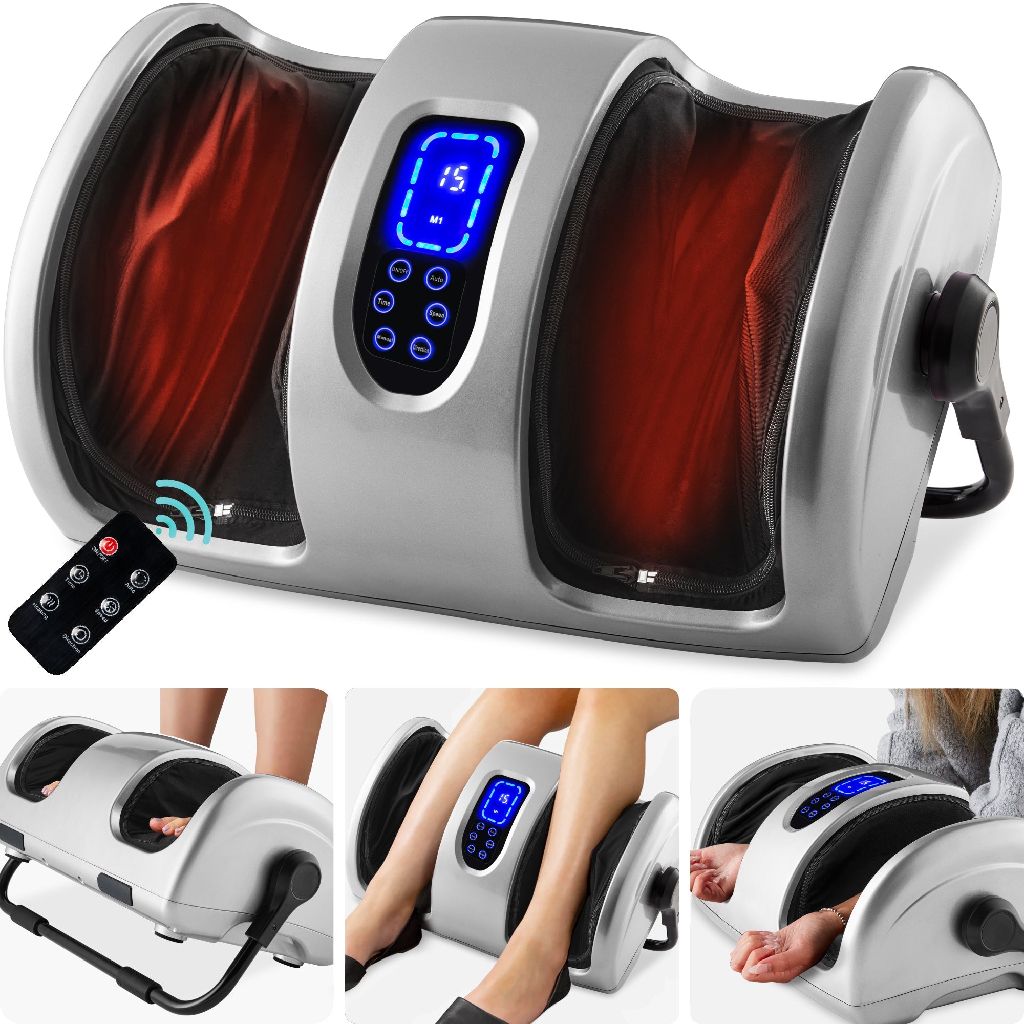Reflexology Shiatsu Foot Massager w/ High-Intensity Rollers Remote Control
